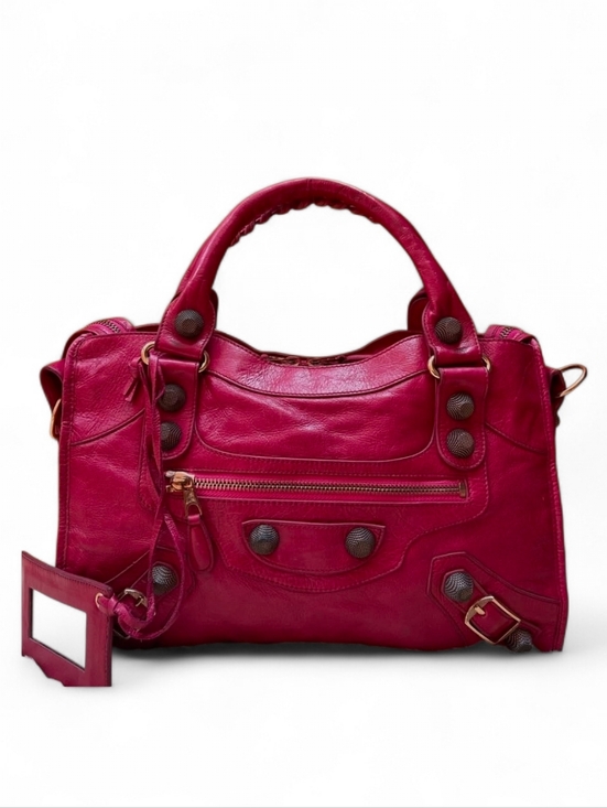 Balenciaga Handbags - Balenciaga Giant Motorcity Women’s Fuchsia Top-Handle Satchel Bag